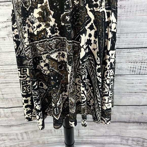 Chaps Skirt size Medium Black Brown Slinky Knee A Line Boho Stretch Peasant Slim - Picture 5 of 9